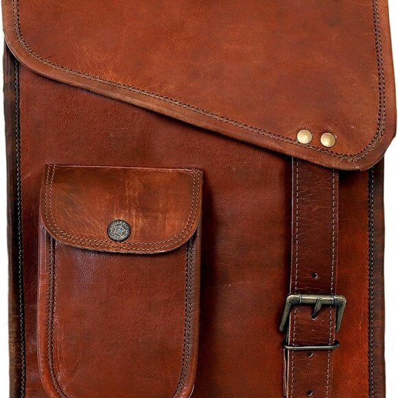 Leather Messenger Satchel Shoulder Bag Laptop Case Tablet Bag Office Briefcase G - Picture 2 of 7